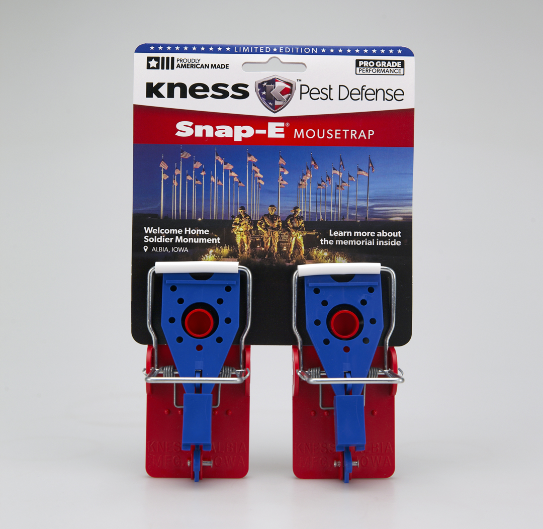 Kness' limited edition patriotic-themed Snap-EÂ® Mousetrap will help support the Welcome Home Soldier Monument.